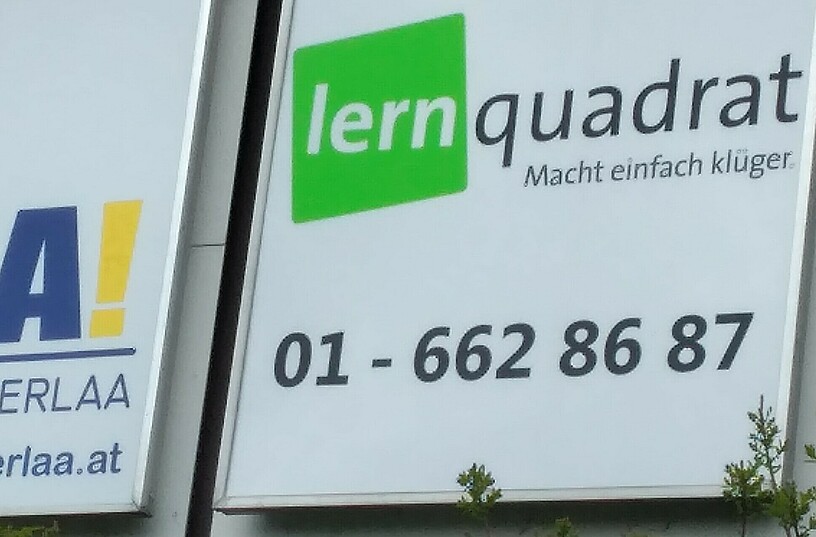 Schild LernQuadrat Nachhilfe 1230 Wien Alterlaa