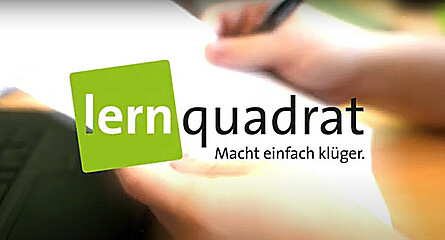 Startbild Fernsehbeitrag LernQuadrat Logo