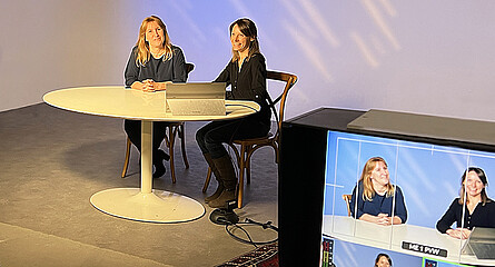 Angela Schmidt und Susanna Schindler im Studio beim LernQuadrat Pressegespräch