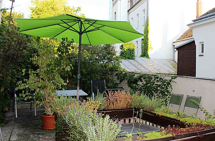 Terrasse vom LernQuadrat Nachhilfe 2020 Hollabrunn