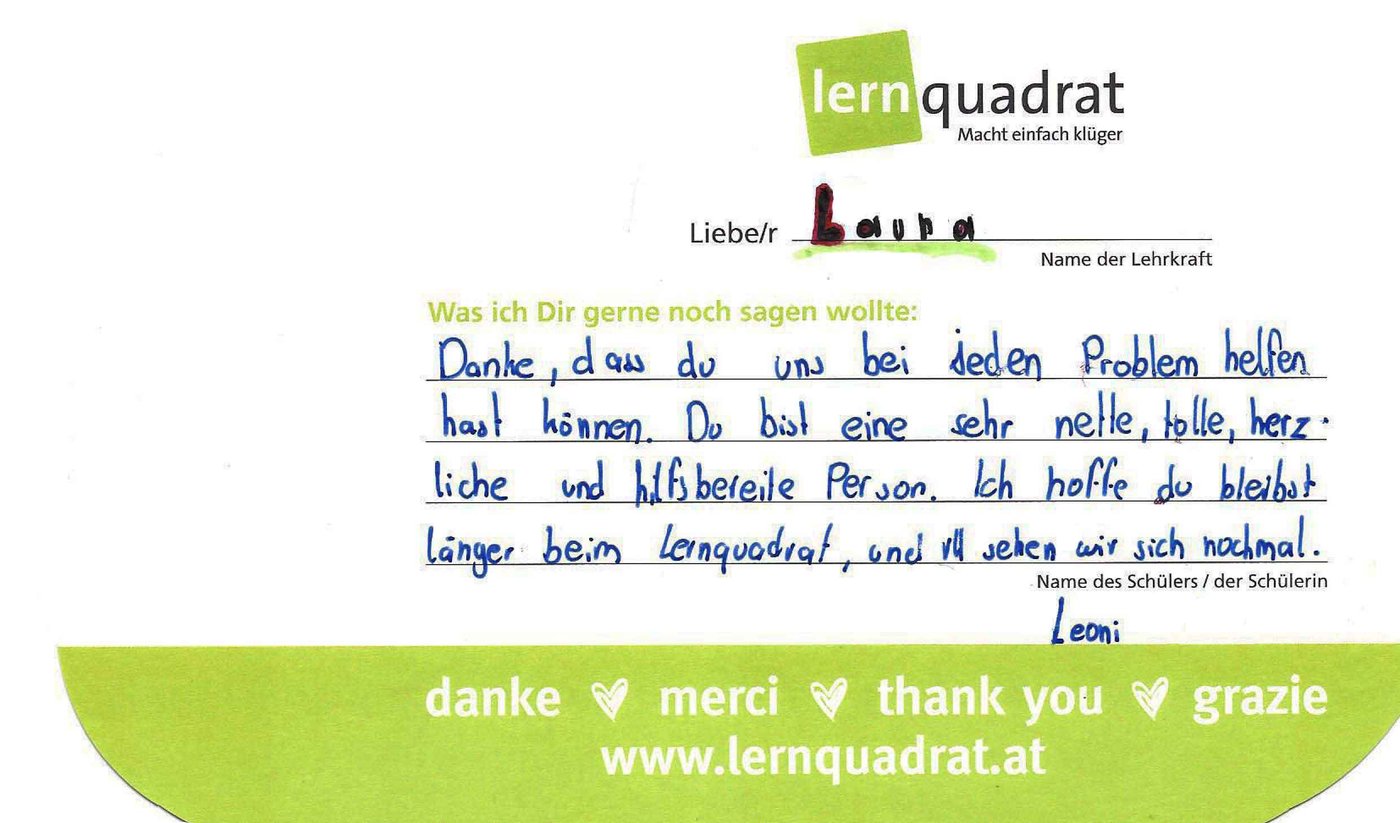 Dankeswolke LernQuadrat 3300 Amstetten