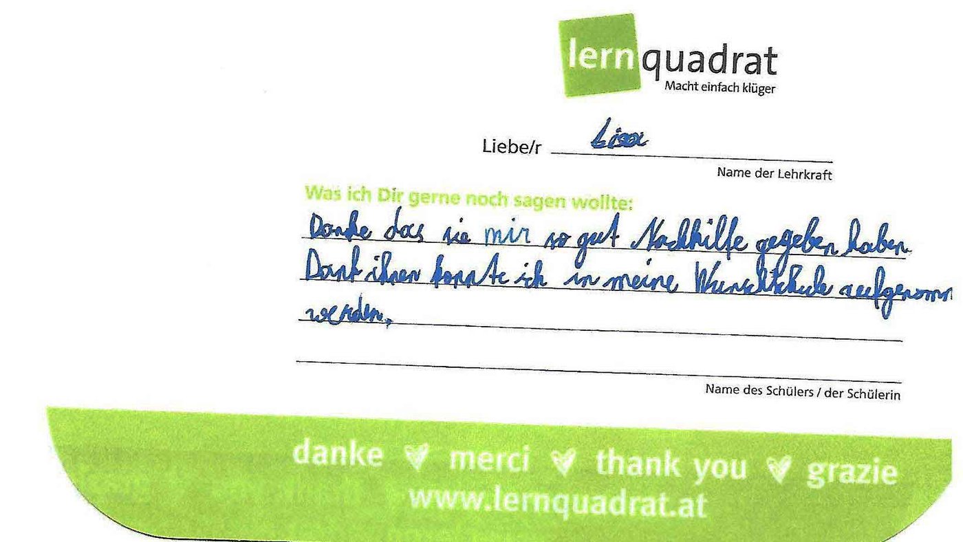 Dankeswolke LernQuadrat 3300 Amstetten