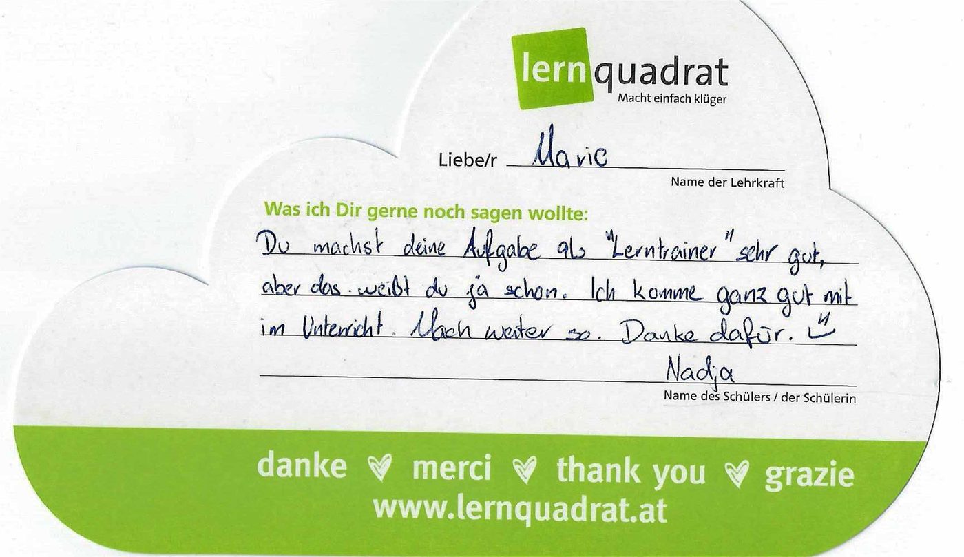 Dankeswolke LernQuadrat 6700 Bludenz