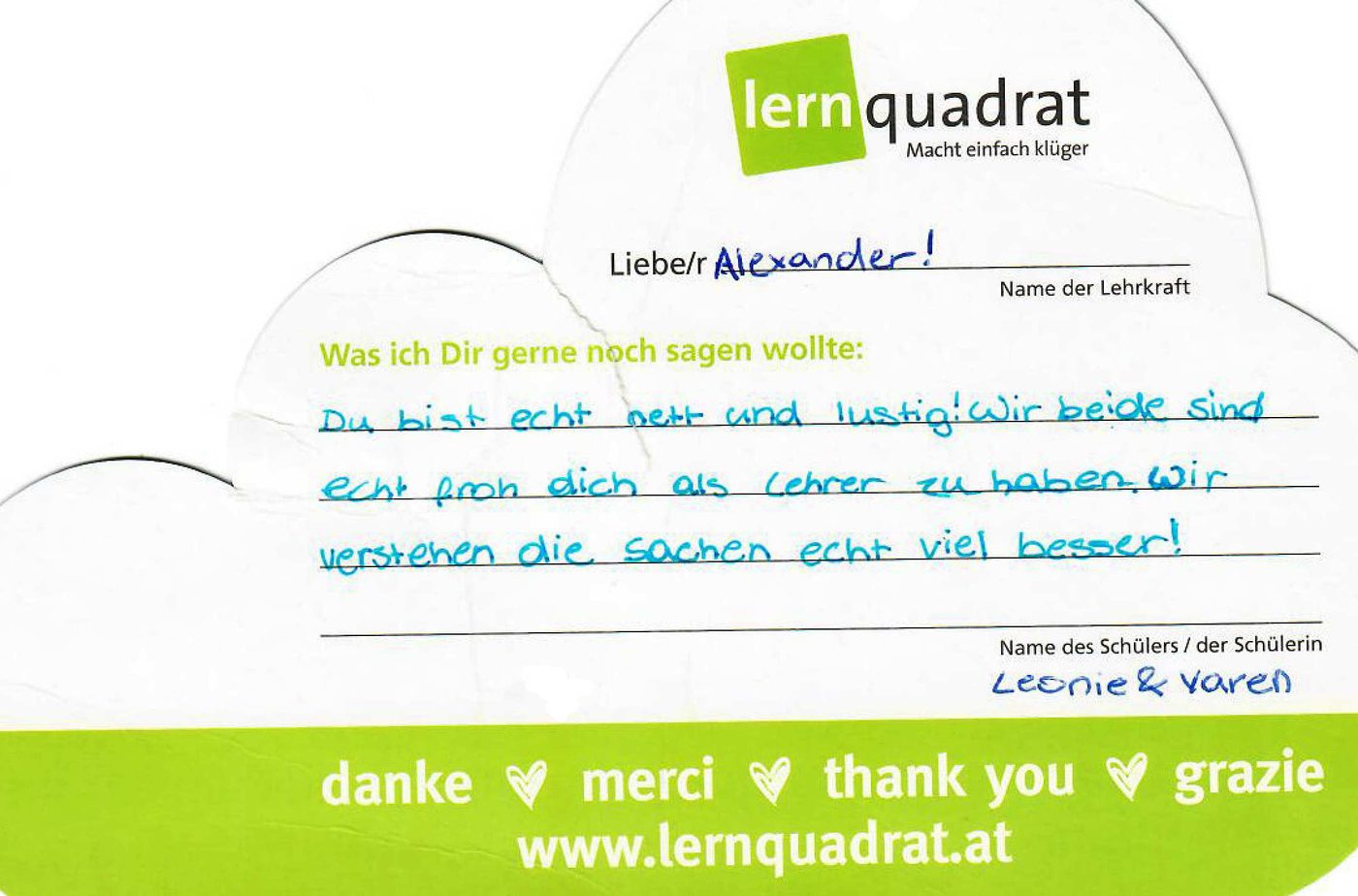 Dankeswolke LernQuadrat 3400 Klosterneuburg