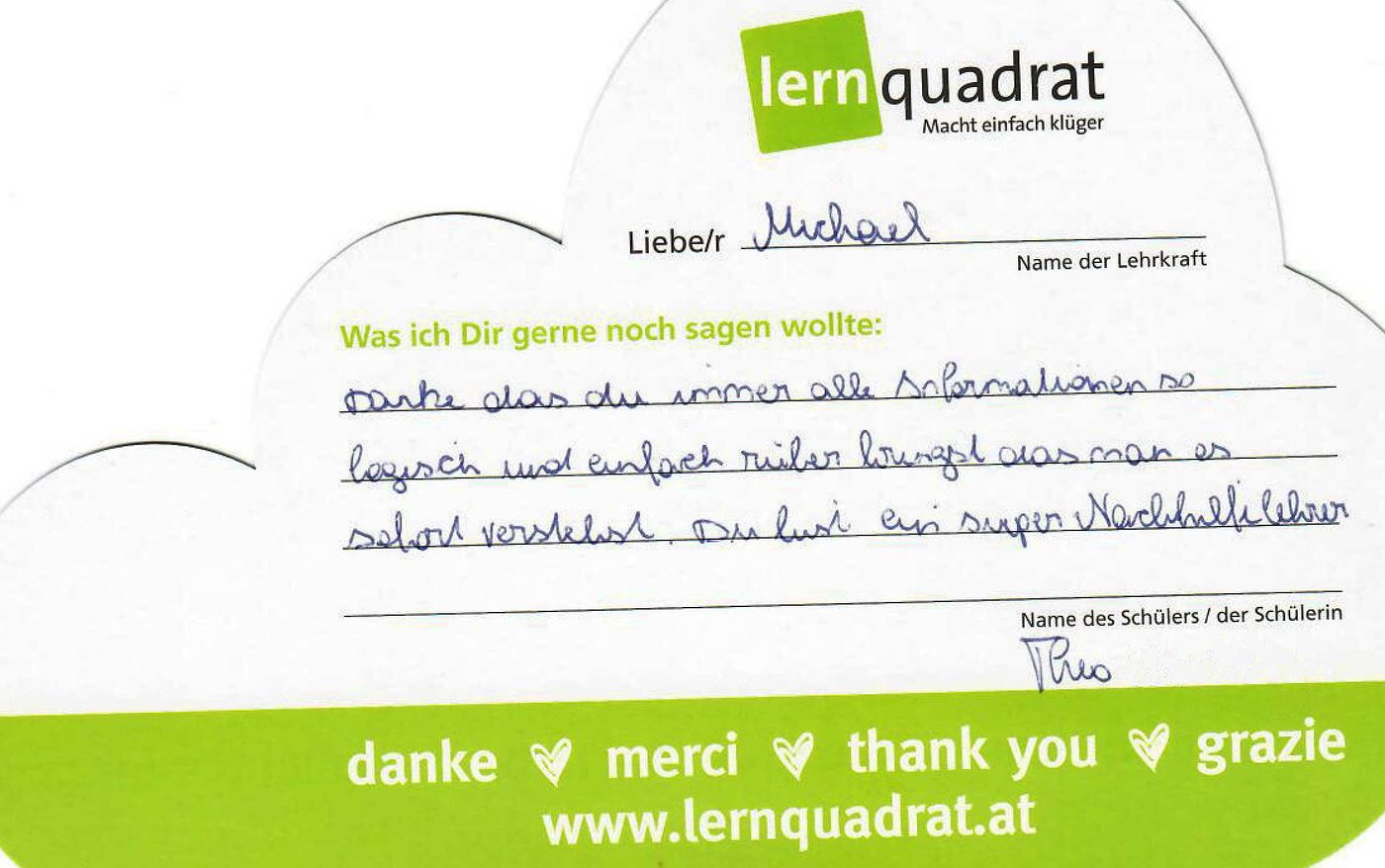 Dankeswolke LernQuadrat 3400 Klosterneuburg