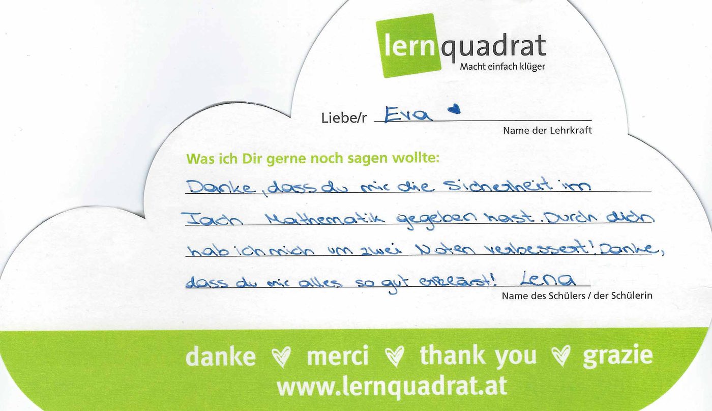 Dankeswolke LernQuadrat 8700 Leoben