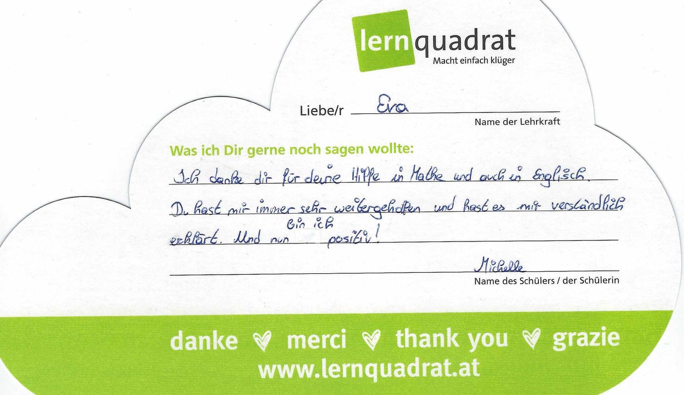 Dankeswolke LernQuadrat 8700 Leoben