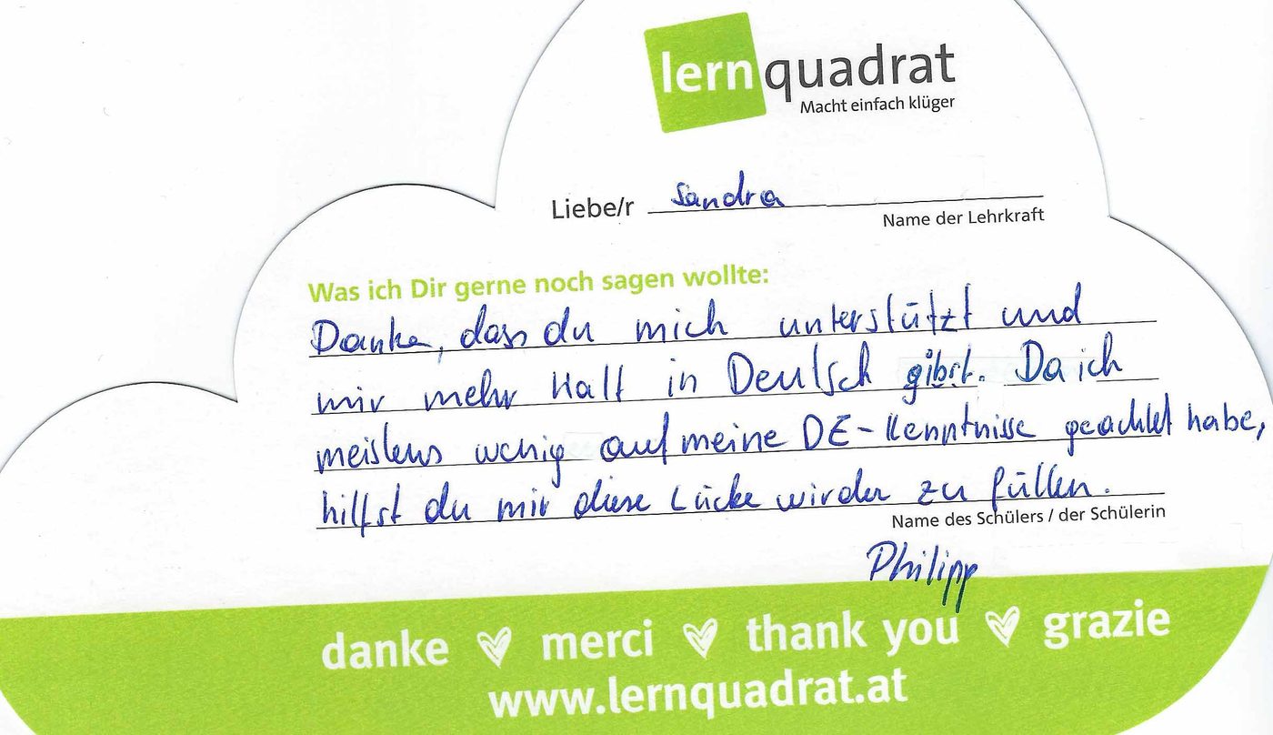 Dankeswolke LernQuadrat 8700 Leoben