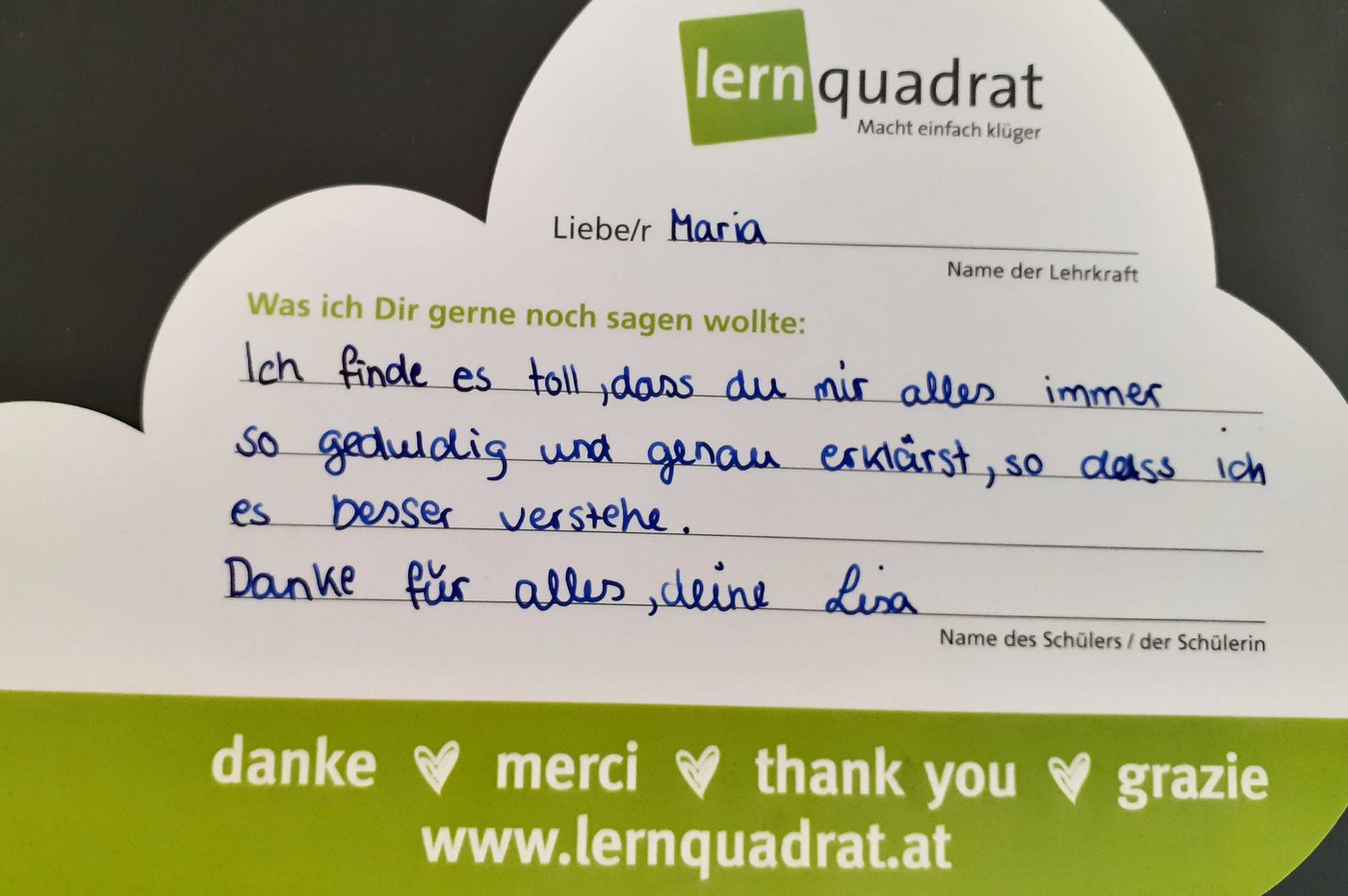 Dankeswolke LernQuadrat 3390 Melk