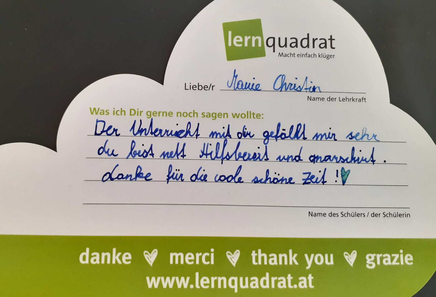 Dankeswolke LernQuadrat 3390 Melk