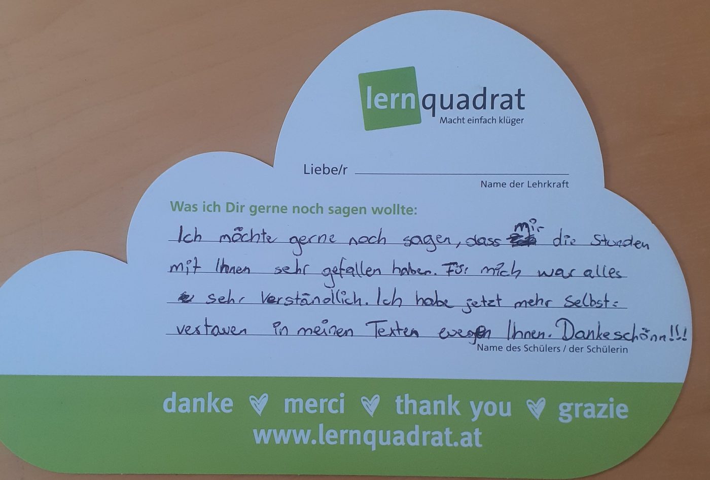 Dankeswolke LernQuadrat 2620 Neunkirchen