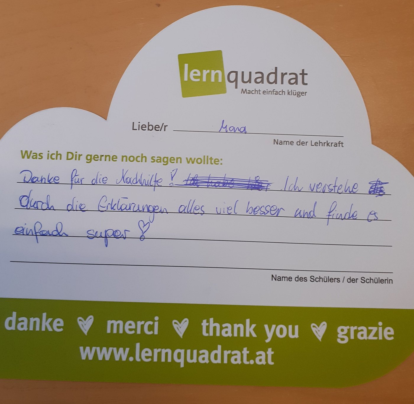 Dankeswolke LernQuadrat 2700 Wr. Neustadt